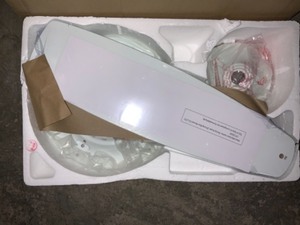 HOME DECORATORS PETERSFORD 52IN. INTEGRATED LED INDOOR WHITE CEILING FAN WITH LIGHT KIT AND REMOTE CONTROL. SEE PICTURES