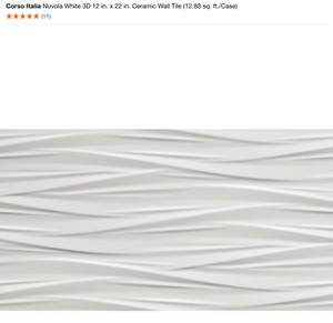 lot 10 image: CORSO ITALIA NUVOLA WHITE 3D 12 IN. X 22 IN. CERAMIC WALL TILE. SEE PICTURES (14 CASES)