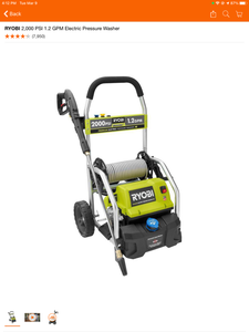 lot 9 image: RYOBI 2000 PSI 1.2 GPM ELECTRIC PRESSURE WASHER. SEE PICTURES