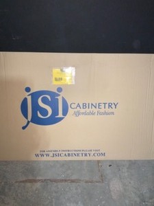 lot 17 image: HAMPTON BAY SHAKER READY TO ASSEMBLE 24 IN. W X 42 IN. H X 12 IN. D PLYWOOD WALL KITCHEN CABINET IN DENVER WHITE PAINTED FINISHED.  SEE PICTURES