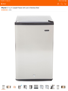 lot 34 image: WHYNTER 2.1 CU FT. UPRIGHT FREEZER WITH LOCK IN STAINLESS STEEL. SEE PICTURES