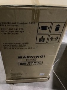 lot 35 image: HUSKY 53 IN. W X 69 IN. H X 19 IN. D STEEL GARAGE CABINET SET IN BLACK (6-PIECE). SEE PICTURES