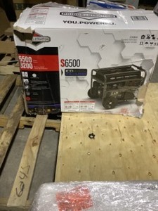 lot 37 image: BRIGGS & STRATTON 6500-WATT ELECTRIC START GASOLINE POWERED PORTABLE GENERATOR WITH B AND S OHV ENGINE FEATURING CO GUARD. SEE PICTURES
