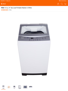 lot 43 image: RCA 1.6 CU FT. TOP LOAD PORTABLE WASHER IN WHITE. SEE PICTURES