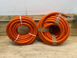 lot 27 image: HIGH PERFORMANCE Lot of 2-  Premium 34 in. Dia x 75 ft. Tradesman-Grade Water Hoses