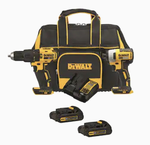 lot 88 image: DEWALT 2-Tool 20V MAX LI-ION Cordless Brushless DrillDriver  Impact Driver Combo Kit with Soft Sided Storage (Charger Included and (2) 1.3Ah Batteries Included)