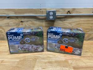 lot 128 image: SMARTPOND Lot of 2-  330-GPH Premium Pond Pumps