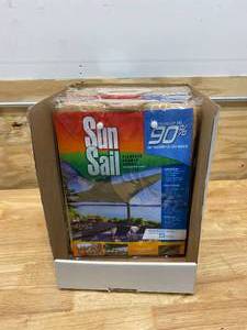 lot 133 image: EASY GARDENER Lot of 2-  11.8-ft x 11.8-ft Beige Shade Sails with Fasteners