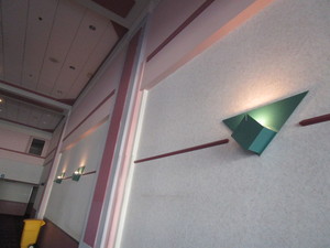 lot 857 image: WALL MOUNTED ART DECO STYLE LIGHTS IN LOBBY