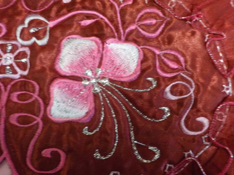 Set of 2 - 24 x 32 Ruby Red Embroid...