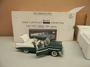 FRANKLIN MINT 1956 CHEVROLET BEL AIR CONCERTIBLE 124 SCALE - NEW IN BOX - NICE - SEE PICTURES