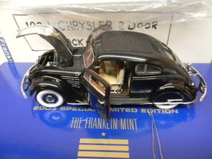 WOW - FRANKLIN MINT 1934 CHRYSLER 2 DOOR AIRFLOW COUPE 124 SCALE - NEW IN BOX - AWESOME - SEE PICTURES