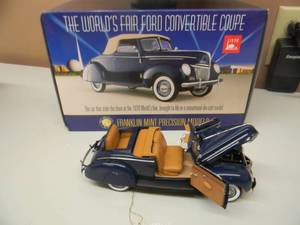 FRANKLIN MINT 1939 FORD DELUXE CONVERTIBLE COUPE 124 SCALE - NEW IN BOX - AWESOME - SEE PICTURES