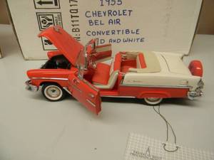FRANKLIN MINT 1955 CHEVROLET BEL AIR CONVERTIBLE 124 SCALE - NEW IN BOX - AWESOME - SEE PICTURES