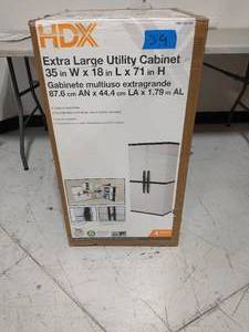 HDX 35 in. W 4 Shelf Plastic Multi-Purpose Cabinet in Gray
