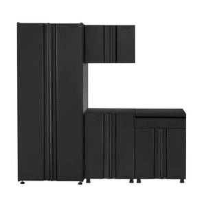 HUSKY Welded 78 in. W x 75 in. H x 19 in. D Steel Garage Cabinet Set in Black (5-Piece)