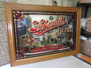 lot 1 image: (RMC) Large Framed Schmidt Beer Mir...