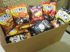 lot 82 image: (C-1) Box Full of Assorted Snack Ch...