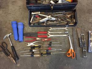 Metal Tool Box With Tools