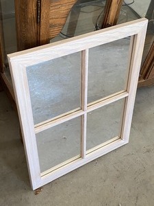 Whitewashed Look Window Pane Mirror