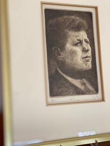 Signed Etching of JFK