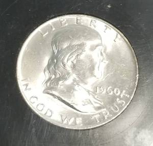 1960-D FRANKLIN SILVER HALF DOLLAR BU