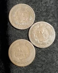 3 INDIAN HEAD CENTS 1885 1886 1887