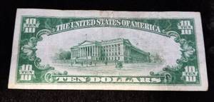 1929 US $10 NATIONAL CURRENCY BANK OF CHICAGO