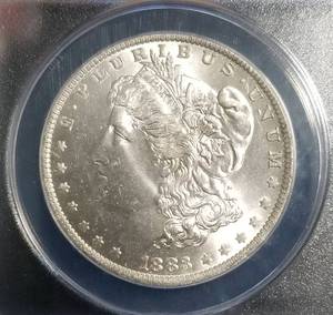 1883-O MORGAN SILVER DOLLAR MS65 ANACS