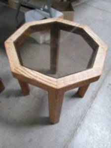 Octagon shaped, wooden,glass top si...