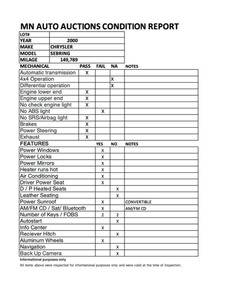 2000 Chrysler Sebring JX - 2 Owners -