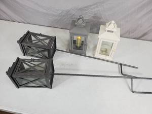 lot 40 image: 4 Garden Lanterns with 1 Luminara Flameless Candle