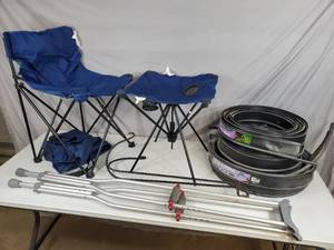 lot 59 image: Lawn Chair, Crutches, Lawn Edging, Etc
