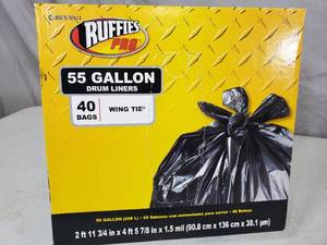 lot 68 image: New Box of 55 Gallon Drum Liner Trash Bags