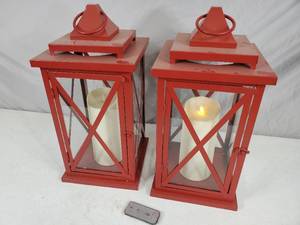 lot 87 image: Pair of Luminara Flameless Candles with Lanterns