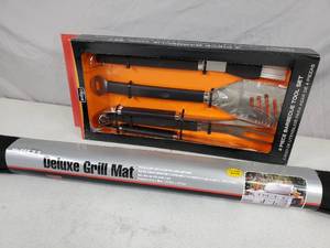 lot 88 image: New BBQ Tool Set and Grill Mat