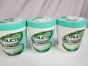 lot 141 image: 3 New Jars of Garnier Fructis Hair Mask Treatment