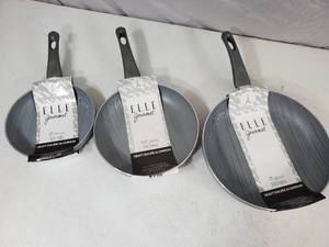 lot 142 image: 3 New Designer Frying Pans