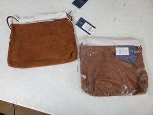lot 161 image: 2 New Suede Purses $40 each Retail