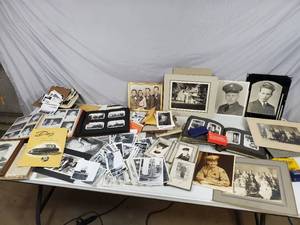 lot 10B image: Large Lot of Old Black and White Photos, Family, War, Cars, Etc