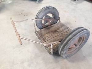 lot 119 image: Antique Milk Cart w Rubber Wheels - Great for Garden, Rolls Easily