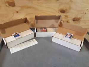 lot 142 image: (3) Boxes of Baseball Cards 1990 Fleer, 1985 Donruss & 1989 Fleer
