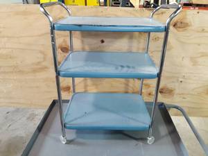 lot 154 image: Vintage 3-Tier Metal Rolling Cart