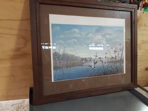 lot 205 image: Framed Mallard Duck Print - Floyd Holland 1980