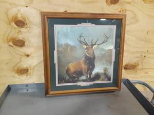 lot 209 image: Framed Elk Print by Sir Edwin Landseer