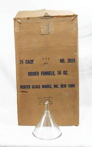 lot 10 image: Lot of 24 Mercer Glass Works 16oz Glass Ribbed Funnels