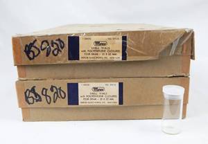 lot 203 image: Case of Merco Mercer Glass Works 4 Dram Glass Snap Cap Vials - 2 Gross