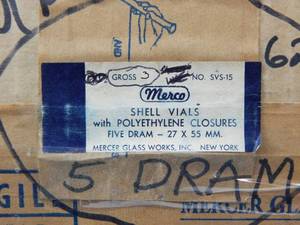 lot 213 image: Case of Merco Mercer Glass Works 5 Dram Glass Snap Cap Vials - 3 Gross