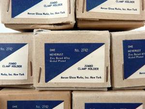 lot 242 image: Lot of 24 Nickel Plated Heavy Duty Jumbo Clamp Holders