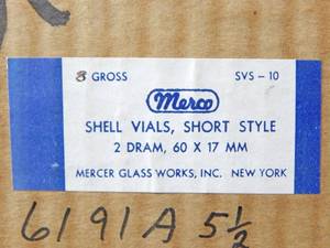 lot 224 image: Case of Merco Mercer Glass Works 2 Dram Glass Shell Vials - 8 Gross